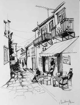 pen & ink - a cretan street