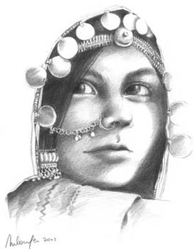 banjara tribal - pencil drawing on paper