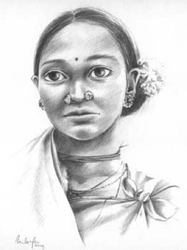 bastar beauty. Pencil drawing on paper