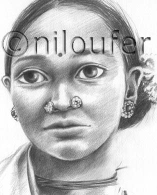 bastar beauty. Pencil drawing on paper