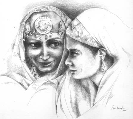 gossip - pencil drawing