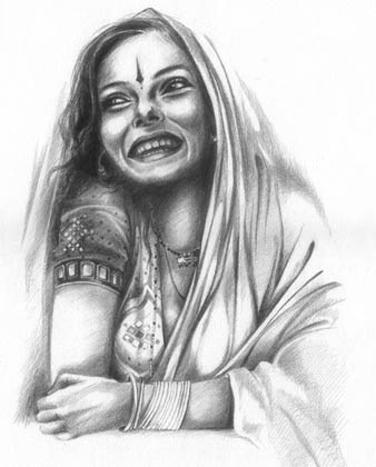 LAUGHTER - pencil drawing