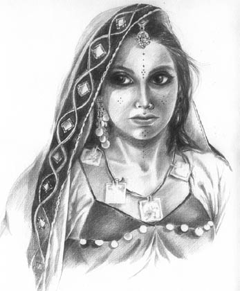 Pencil drawing - Tattoos. Oil painting, watercolor indian art, niloufer.com